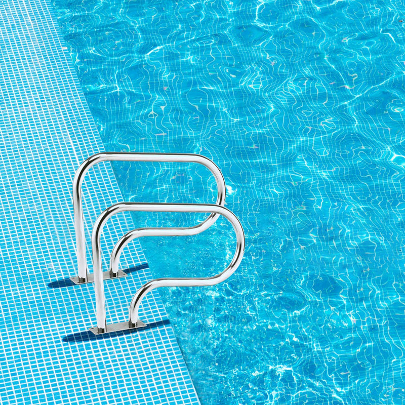 Load image into Gallery viewer, Goplus 2PCS Pool Hand Rail, Hand Grab Rail w/Quick Mount Base Plate, Stainless Steel Swimming Pool Stair Rail
