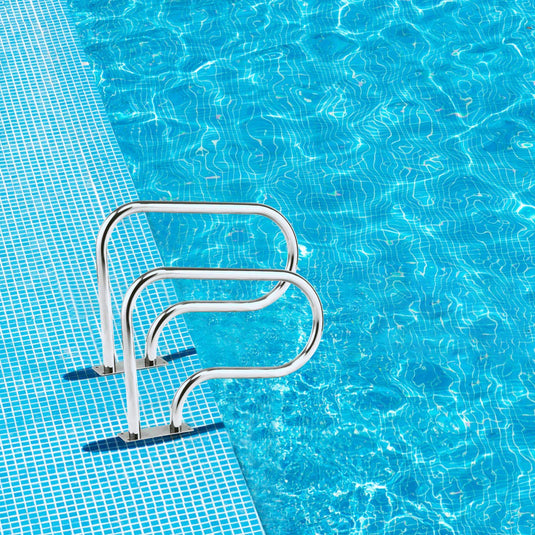 Goplus 2PCS Pool Hand Rail, Hand Grab Rail w/Quick Mount Base Plate, Stainless Steel Swimming Pool Stair Rail