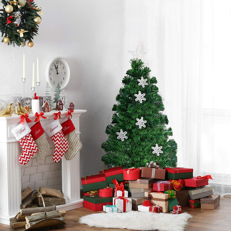 Load image into Gallery viewer, Artificial Pre-Lit Christmas Tree Fiber Optic Tree with Metal Stand, Xmas Tree for Holiday Decor - GoplusUS
