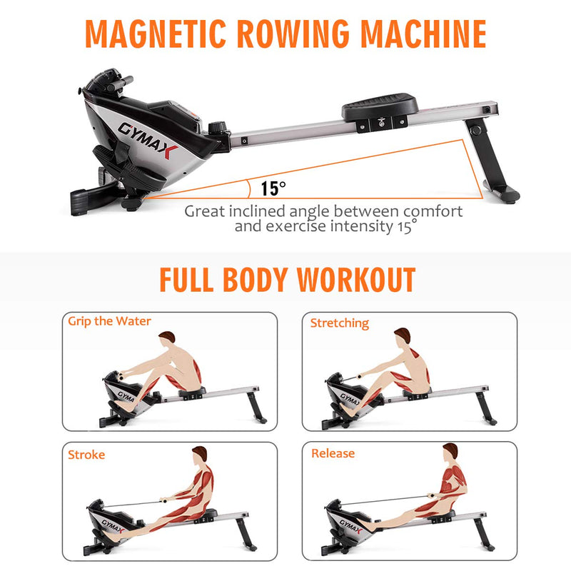 Load image into Gallery viewer, Folding Rowing Machine,Magnetic Rower with Adjustable Resistance and LCD Display - GoplusUS

