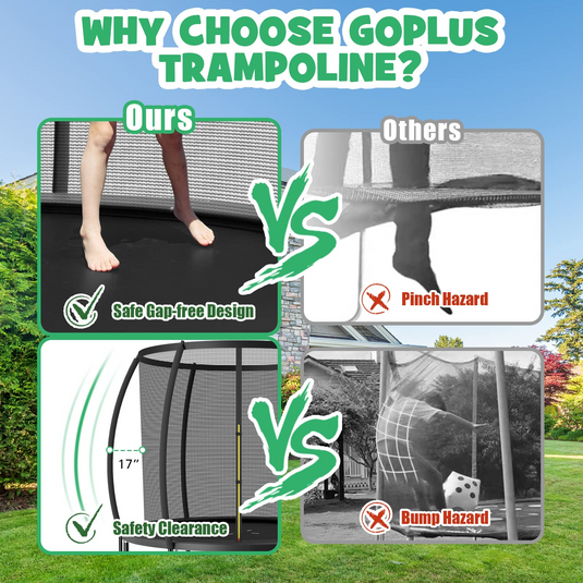 Goplus Recreational Trampolines 8FT 10FT 12FT, 400LBS Bearing Outdoor Trampoline with Enclosure - GoplusUS