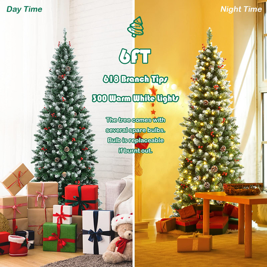 Snow Flocked Artificial Hinged Xmas Tree