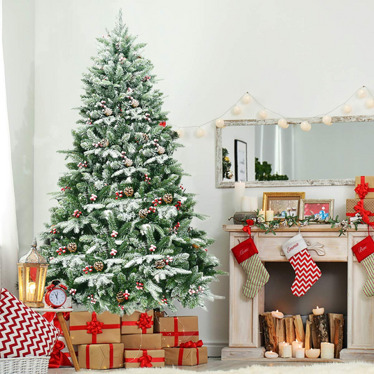 Goplus 6.5FT Snow Flocked Christmas Tree - GoplusUS