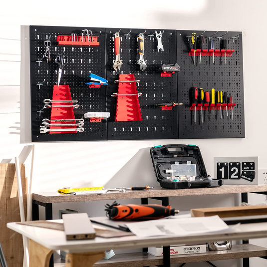 Goplus Pegboard Wall Organizer, 4ft Metal Garage Pegboard Tool Organizer - GoplusUS