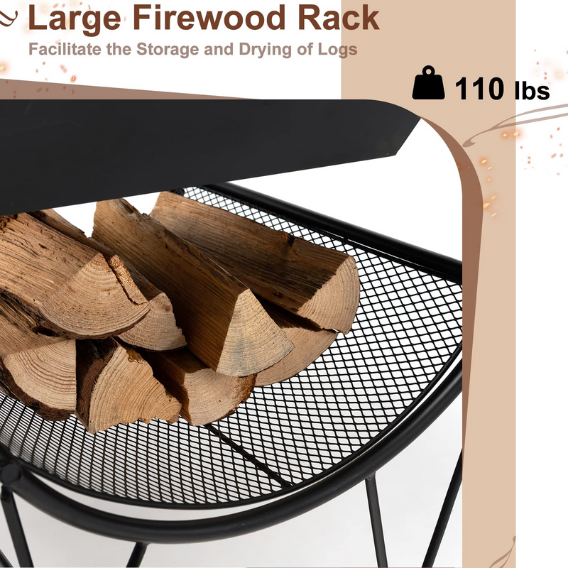 Load image into Gallery viewer, Goplus Outdoor Fire Pit with Wheels, 27.5&quot; Small Bonfire Pit with Spark Screen - GoplusUS
