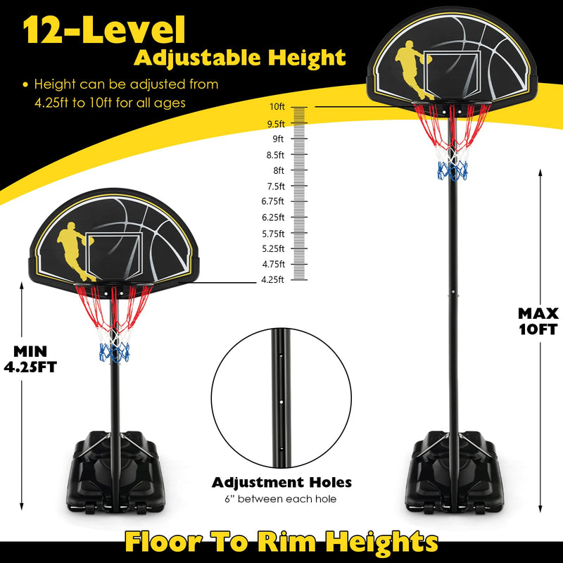 Load image into Gallery viewer, Goplus Portable Basketball Hoop Outdoor Indoor, 4.25-10FT 12-Level Adjustable Basketball Goal - GoplusUS
