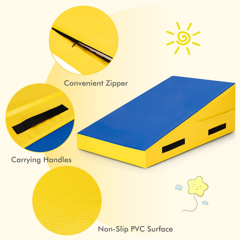 Load image into Gallery viewer, Goplus Gymnastics Mat, Incline Wedge Ramp w/Carrying Handles for Tumbling Aerobic Exercise Home and Gym
