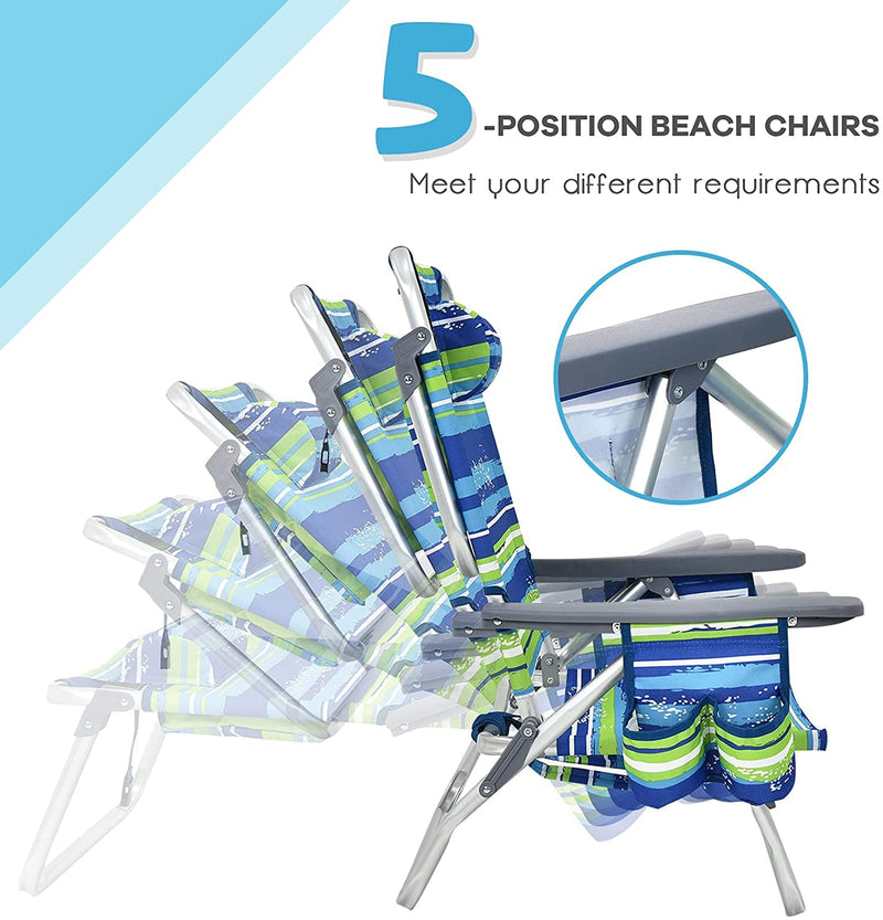 Load image into Gallery viewer, Backpack Beach Chairs, 4 Pcs Portable Camping Chairs with Cool Bag and Cup Holder - GoplusUS
