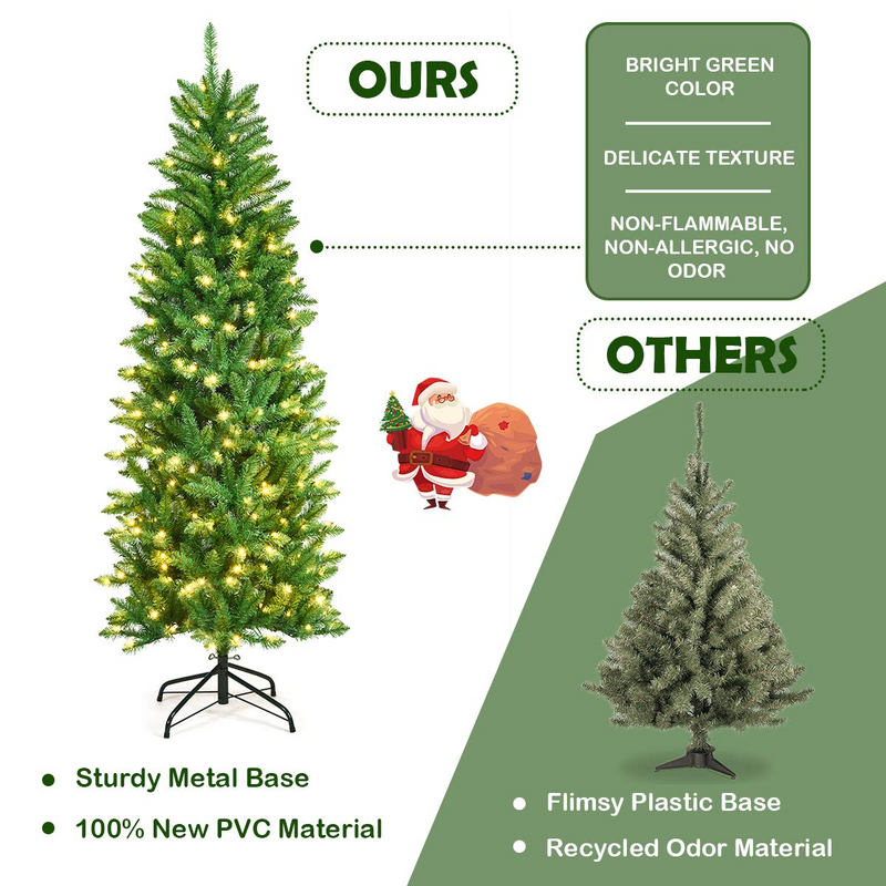 Load image into Gallery viewer, Goplus 6ft Pre-lit Artificial Christmas Tree, Hinged Fir Pencil Christmas Tree with 250 LED Lights - GoplusUS
