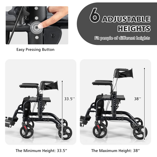 Goplus 2 in 1 Folding Rollator Walker, 4 Wheel Medical Walker with Seat - GoplusUS