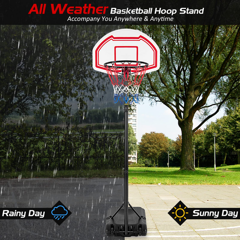 Load image into Gallery viewer, Goplus Portable Basketball Hoop, 6.4-8.7 FT Height Adjustable Basketball System with 2 Nets - GoplusUS
