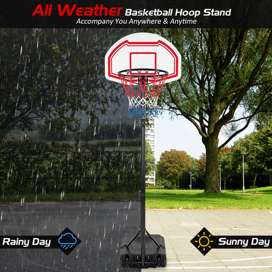Goplus Portable Basketball Hoop, 6.4-8.7 FT Height Adjustable Basketball System with 2 Nets - GoplusUS