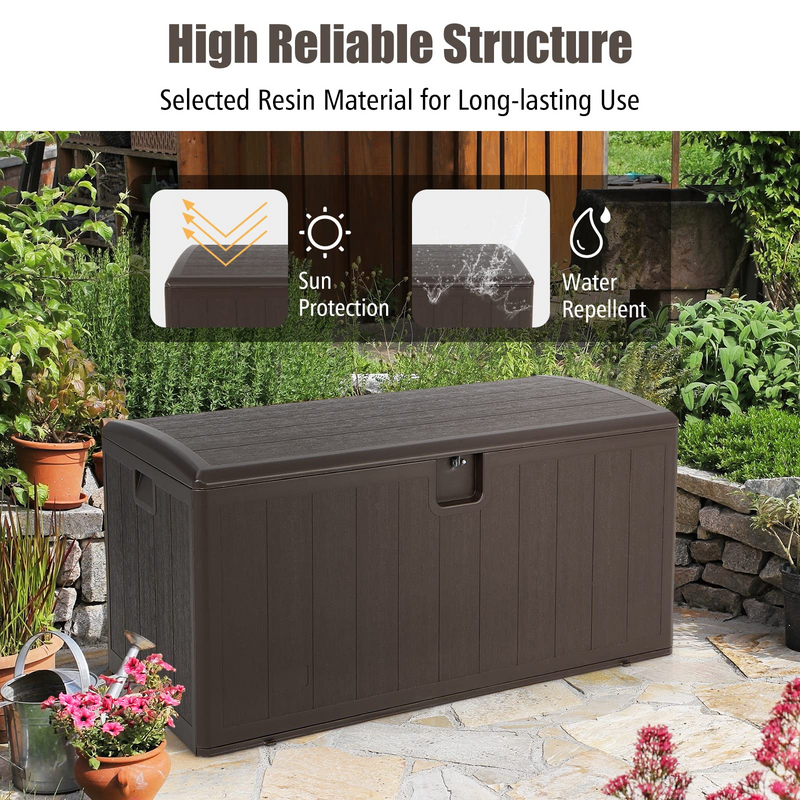 Load image into Gallery viewer, Goplus 105 Gallon Deck Box, Extra Large Resin Storage Box with Lockable Lid for Cushions &amp; Patio Furniture - GoplusUS
