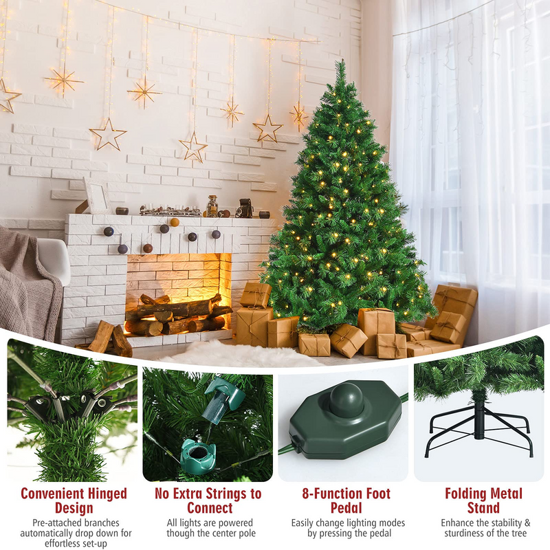 Load image into Gallery viewer, Goplus Pre-Lit Artificial Christmas Tree, Quick One Plug Hinged Xmas Pine Tree - GoplusUS
