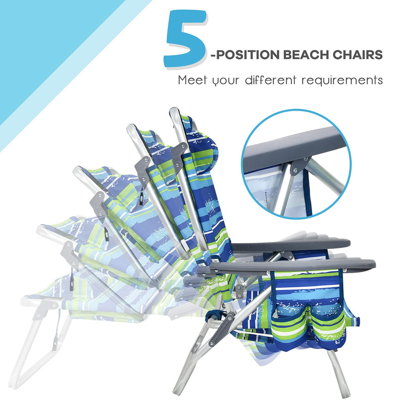 Load image into Gallery viewer, Backpack Beach Chairs, 3 Pcs Portable Camping Chairs with Cool Bag and Cup Holder - GoplusUS
