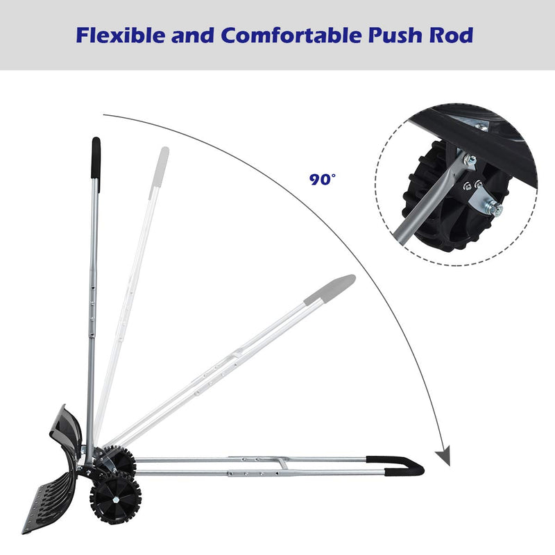 Load image into Gallery viewer, Goplus Rolling Snow Pusher Shovel, Handle Adjustable Snow Removal Tool, Manual Push Plow with 6-inch Wheels for Walkways - GoplusUS
