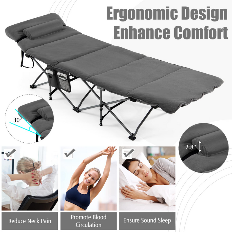 Load image into Gallery viewer, Goplus Camping Cot, Folding Camping Cot with Mattress, Pillow - GoplusUS
