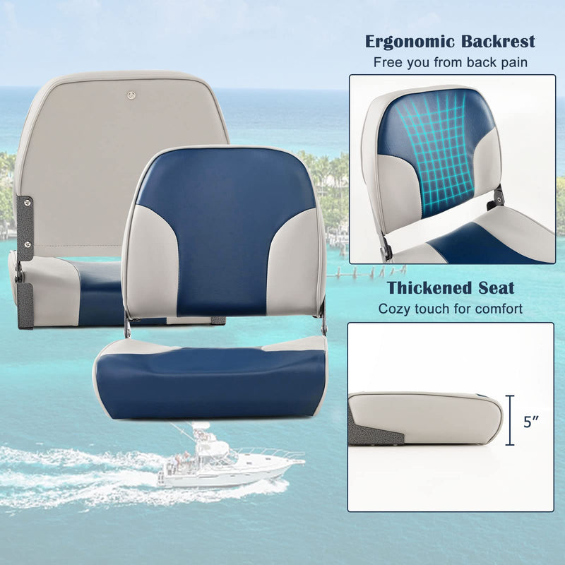 Load image into Gallery viewer, Goplus 2 Pack Low Back Boat Seat, Folding Boat Seats with Stainless Steel Screws &amp; Aluminum Hinges

