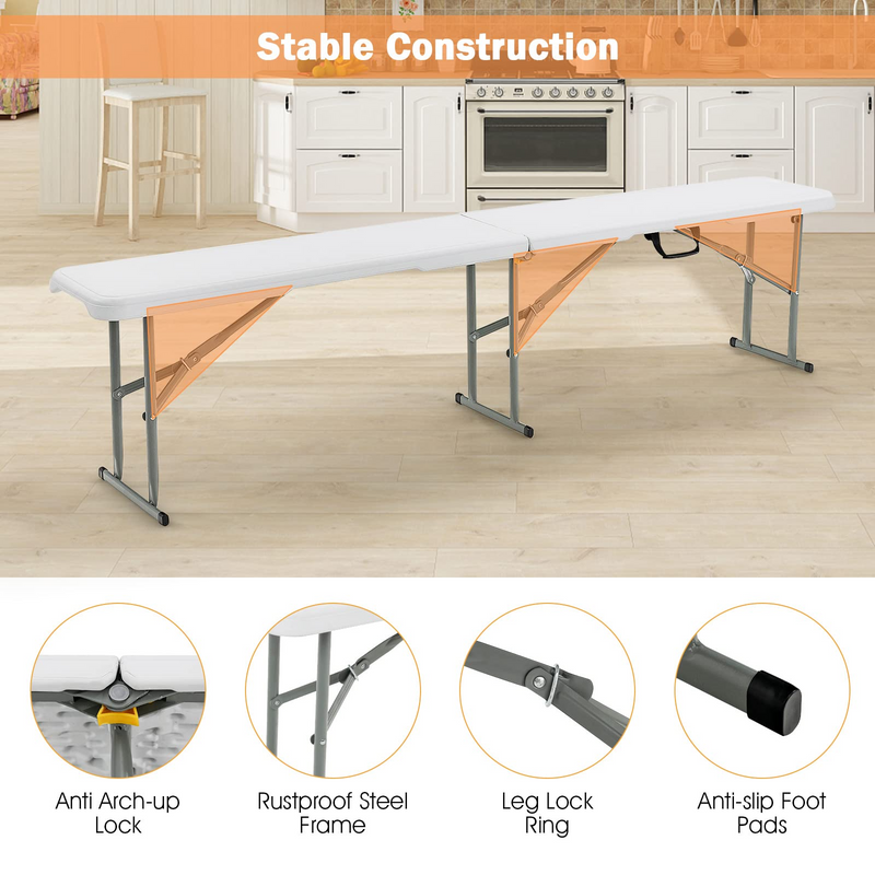 Load image into Gallery viewer, Goplus 6 Feet Plastic Folding Bench, Portable Foldable Bench Seat with 550 lbs Capacity - GoplusUS
