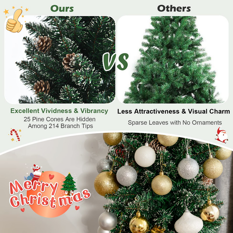 Load image into Gallery viewer, Goplus Artificial Pencil Christmas Tree, Snow Flocked Slim Xmas Tree - GoplusUS
