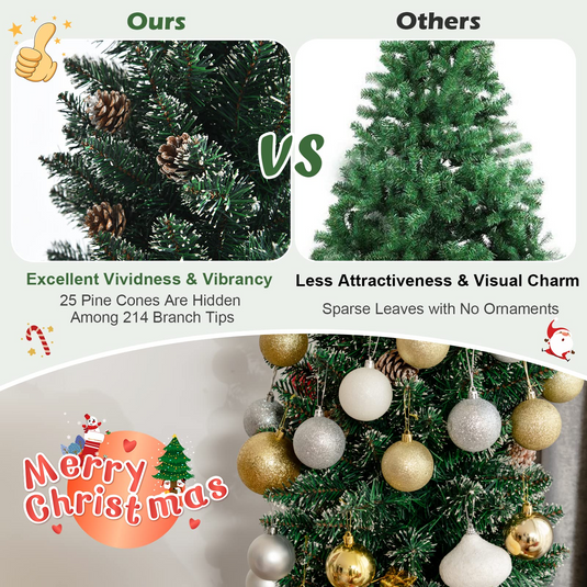 Goplus Artificial Pencil Christmas Tree, Snow Flocked Slim Xmas Tree - GoplusUS