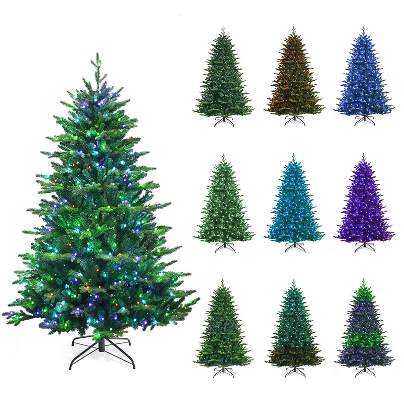 Load image into Gallery viewer, Goplus 6ft Pre-lit Christmas Tree, Hinged Artificial Xmas Tree w/ 420 APP Controlled LED Lights - GoplusUS

