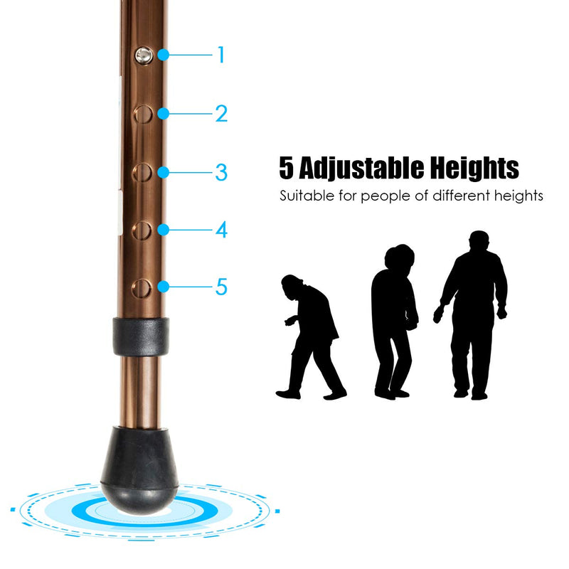 Load image into Gallery viewer, Adjustable Folding Cane Seat, Aluminum Alloy Crutch Chair with LED Light and Retractable 3 Legs - GoplusUS
