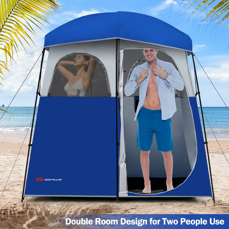 Load image into Gallery viewer, Goplus 2 Rooms Shower Tent, Oversize Outdoor Privacy Shelter Tent with Carrying Bag - GoplusUS
