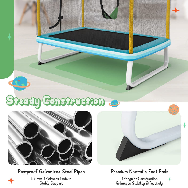 Load image into Gallery viewer, Goplus 3-in-1 6FT Kids Trampoline with Swing and Horizontal Bar, Mini Toddler Trampoline w/ Enclosure Safety Net - GoplusUS
