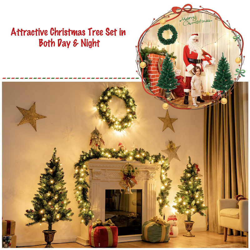 Load image into Gallery viewer, Goplus Pre-lit Holiday Christmas 4-Piece Set, Christmas Garland - GoplusUS
