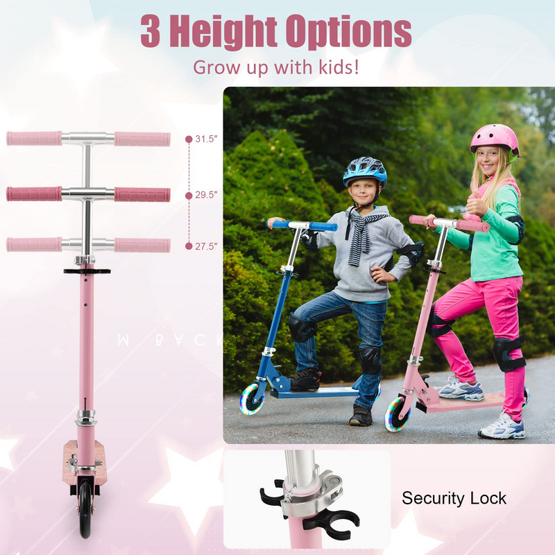 Load image into Gallery viewer, Goplus Folding Kick Scooter for Kids, 2 Light Up Flashing Wheels Scooter W/ 3 Adjustable Heights, Rear Brake System - GoplusUS
