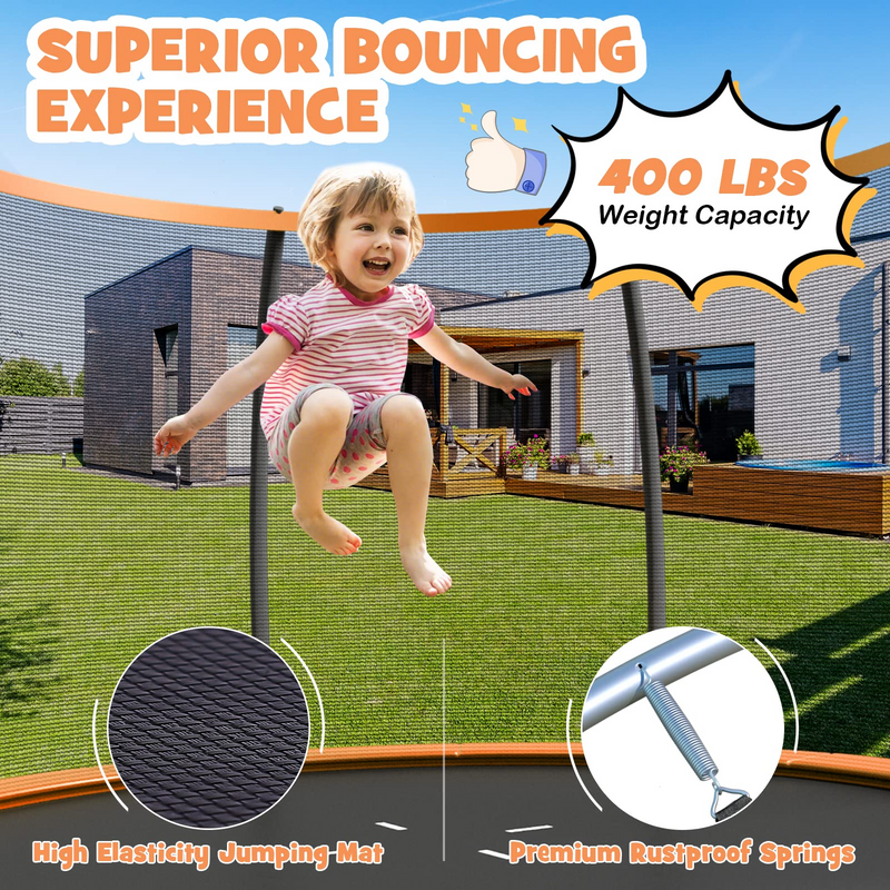 Load image into Gallery viewer, Goplus Recreational Trampolines 8FT 10FT 12FT, 400LBS Bearing Outdoor Trampoline with Enclosure - GoplusUS
