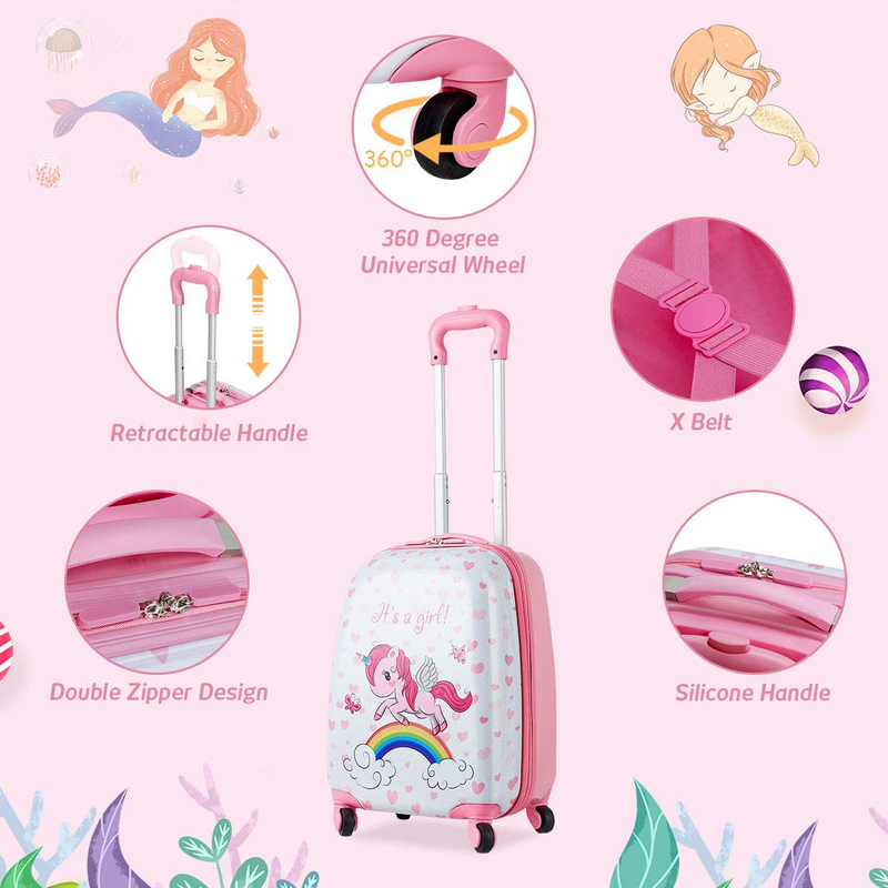 Load image into Gallery viewer, Goplus 2PC Kids Luggage, 12&quot; &amp; 16&quot; Kids Carry On Luggage Set, Lightweight Spinner Suitcases for Boys and Girls - GoplusUS
