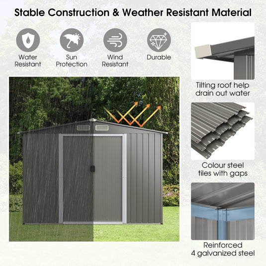 Goplus Outdoor Storage Shed, 8.5"x 6.8"x 6" Weather-Resistant Utility Tool Organizer w/Foundation