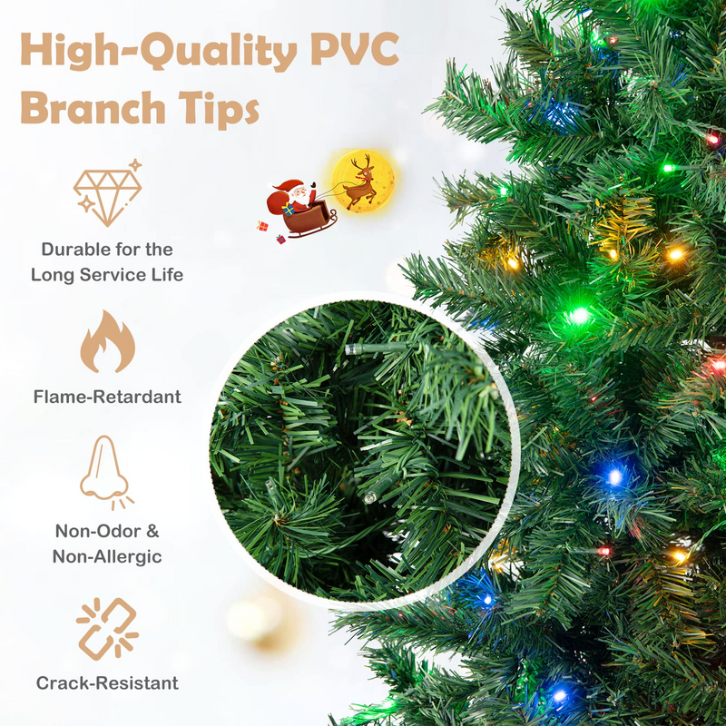 Load image into Gallery viewer, Goplus 6ft Artificial Pre-Lit Christmas Tree, Hinged Full Xmas Tree with 260 Multi-Color LED Lights - GoplusUS
