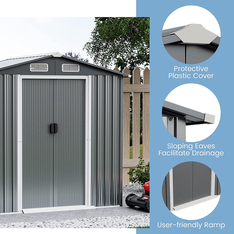 Load image into Gallery viewer, Goplus 6&#39; x 4&#39; Outdoor Storage Shed, Weather-Resistant Galvanized Metal Tool House
