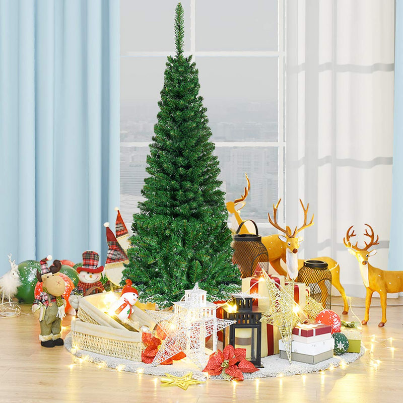 Load image into Gallery viewer, Goplus 4.5FT / 6.5FT / 7.5FT Prelit Pencil Christmas Tree, Premium Hinged Fir Tree - GoplusUS
