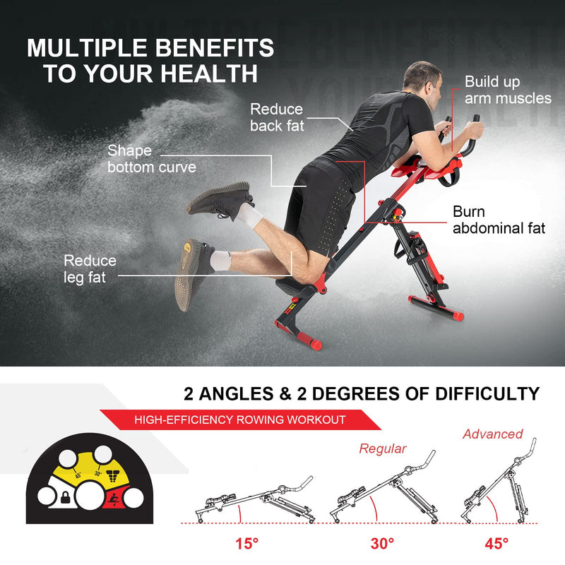 Load image into Gallery viewer, 4 in 1 Folding Rowing Machine, AB Crunch Workout Machine w/3-Level Angle &amp; Adjustable Tension - GoplusUS
