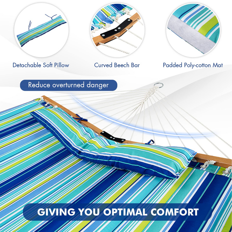 Load image into Gallery viewer, Goplus 10.5 FT Hammock, Quilted 2 Person Hammock w/Detachable Pillow, 495LBS Capacity - GoplusUS
