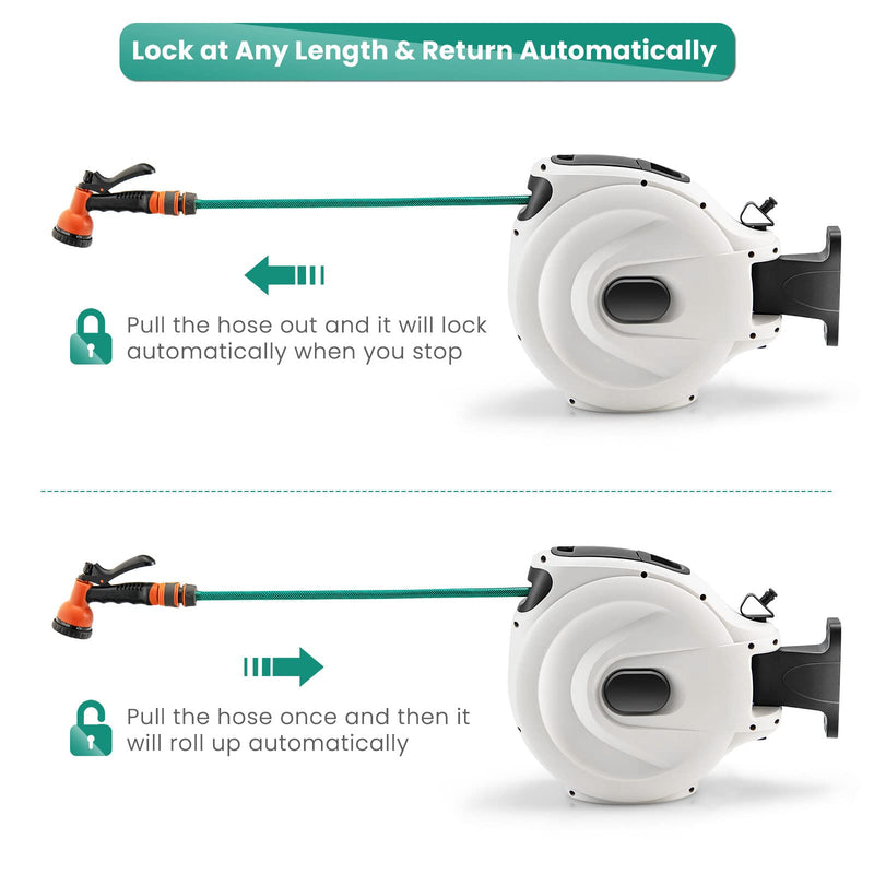 Load image into Gallery viewer, Goplus Retractable Garden Hose Reel, 1/2&quot; x 52.5 FT Wall Mounted Hose Reel with Auto Rewind - GoplusUS
