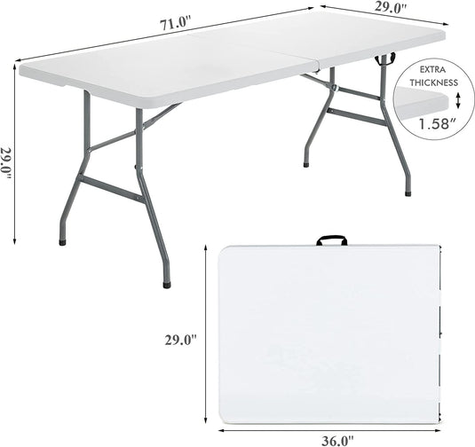 Goplus 6 FT 3-Piece Portable Picnic Table Bench Set, Weather-Resistant Plastic Folding Picnic Tables with Benches
