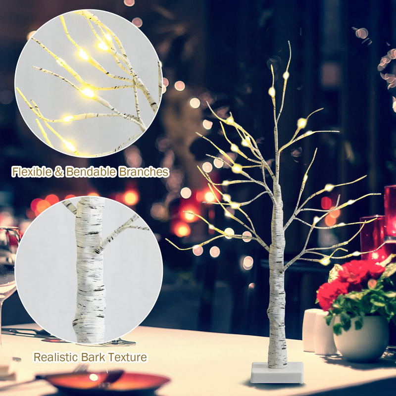 Load image into Gallery viewer, Goplus 2FT Lighted Birch Tree, Artificial Small Tree White Christmas Tree - GoplusUS
