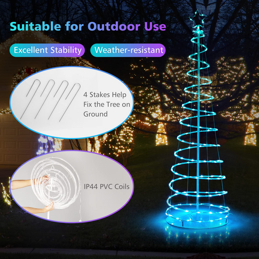 Goplus 6 FT Spiral Christmas Tree, Outdoor Led Christmas Tree with 135 LED Lights - GoplusUS