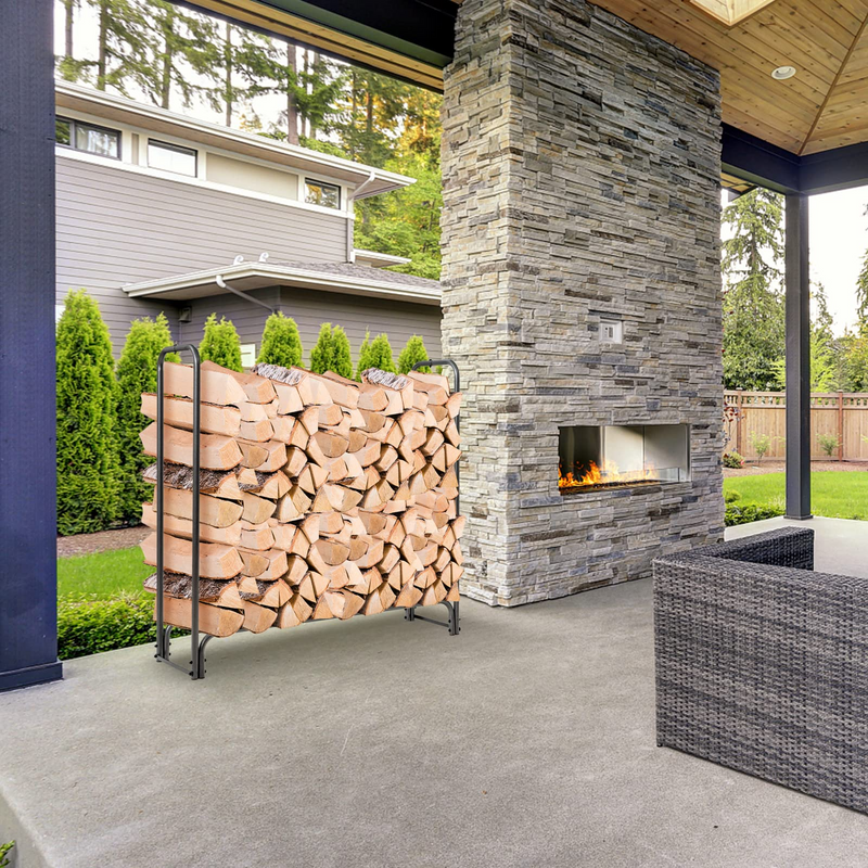 Load image into Gallery viewer, Goplus 4FT Firewood Rack Outdoor with Cover, Heavy Duty Firewood Log Holder - GoplusUS
