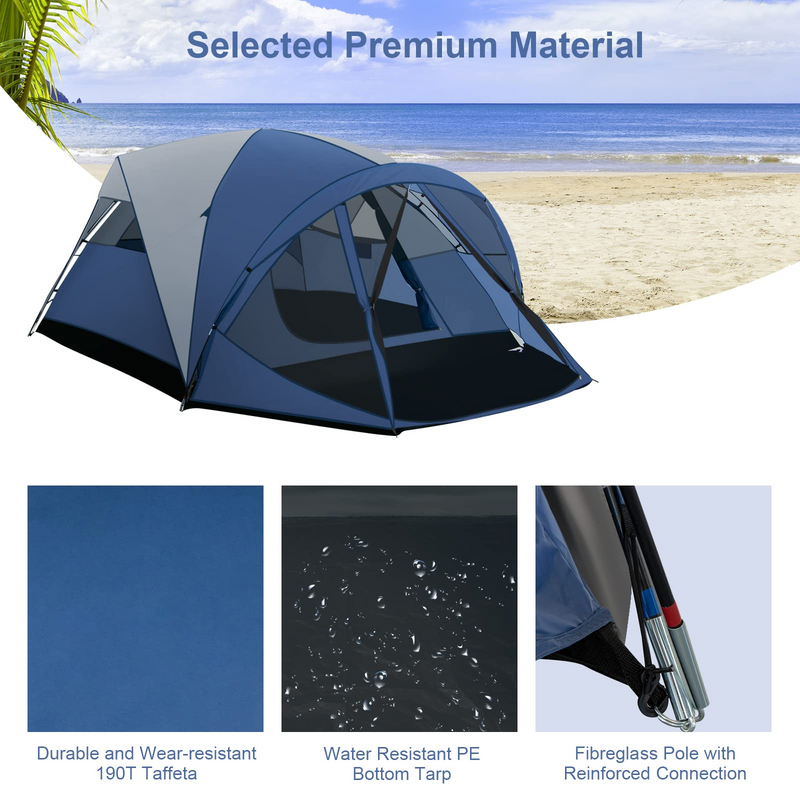Load image into Gallery viewer, Goplus 6 Person Camping Tent, Portable Camping Dome Tent with Screen Room Porch - GoplusUS
