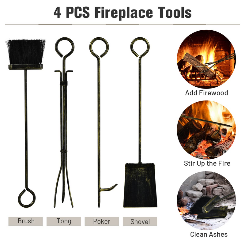 Load image into Gallery viewer, Goplus Firewood Rack with 4 Fireplace Tools, Wrought Iron Log Holders with Poker - GoplusUS
