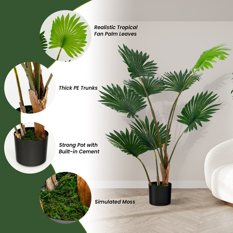 Load image into Gallery viewer, Goplus 4ft Artificial Fan Palm Tree, Fake Tropical Palm Tree with 8 Large Leaves - GoplusUS
