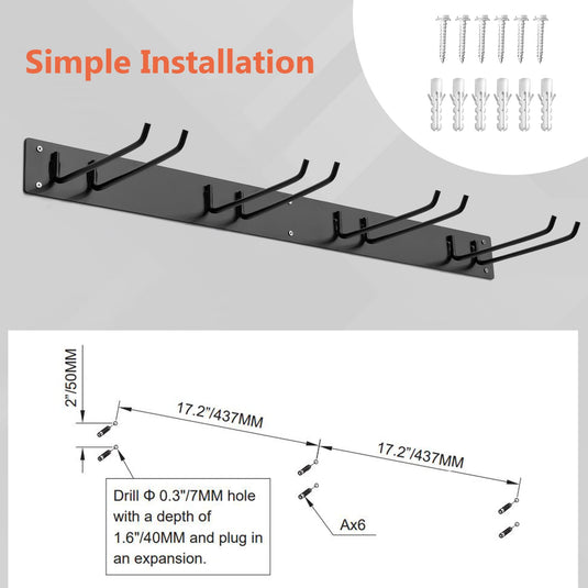 Goplus Garden Tool Organizer, Wall-Mounted Garage Tool Storage Rack with 8 Hooks