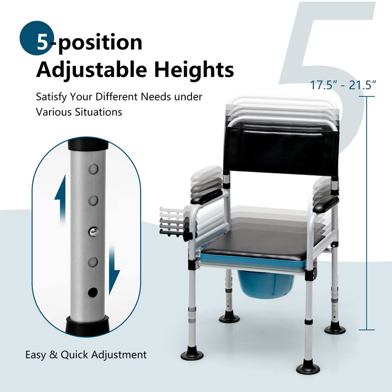 Load image into Gallery viewer, Goplus 4-in-1 Bedside Commode, Folding Toilet Bedside Shower Chair with Detachable Bucket - GoplusUS
