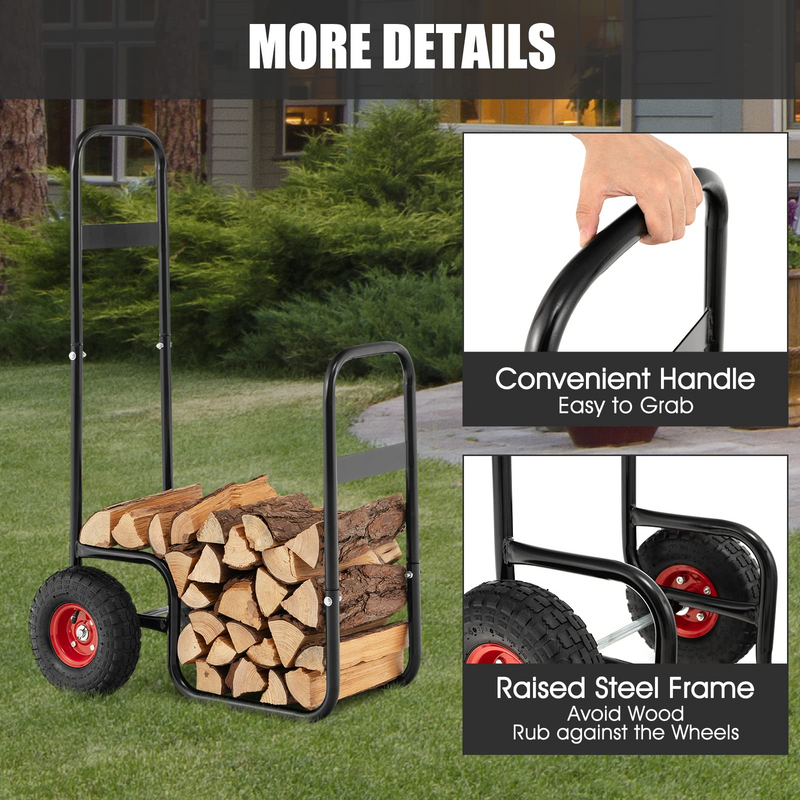 Load image into Gallery viewer, Goplus Firewood Log Cart, Outdoor Indoor Firewood Rack Storage Mover with Wear-Resistant Rubber Wheels - GoplusUS
